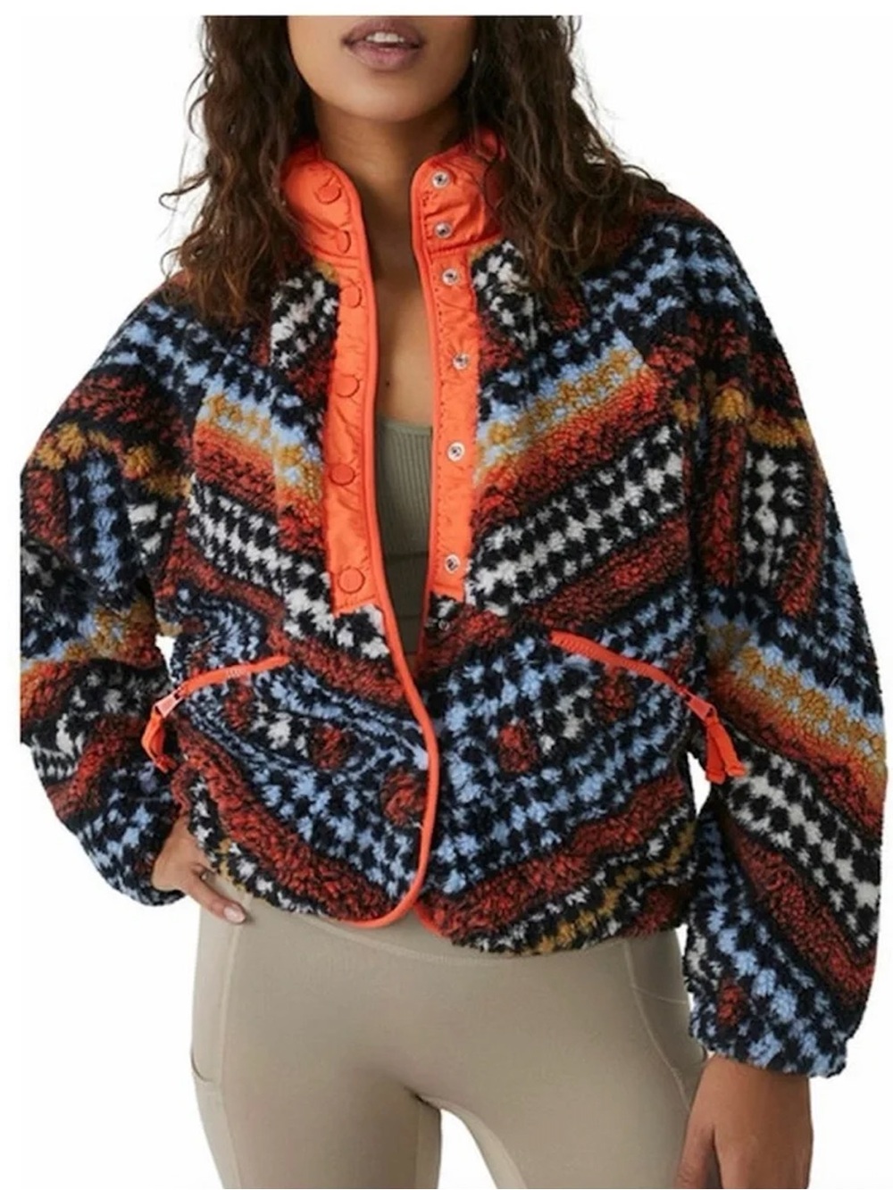 Free People Hit the Slopes Jacket Blue/Orange